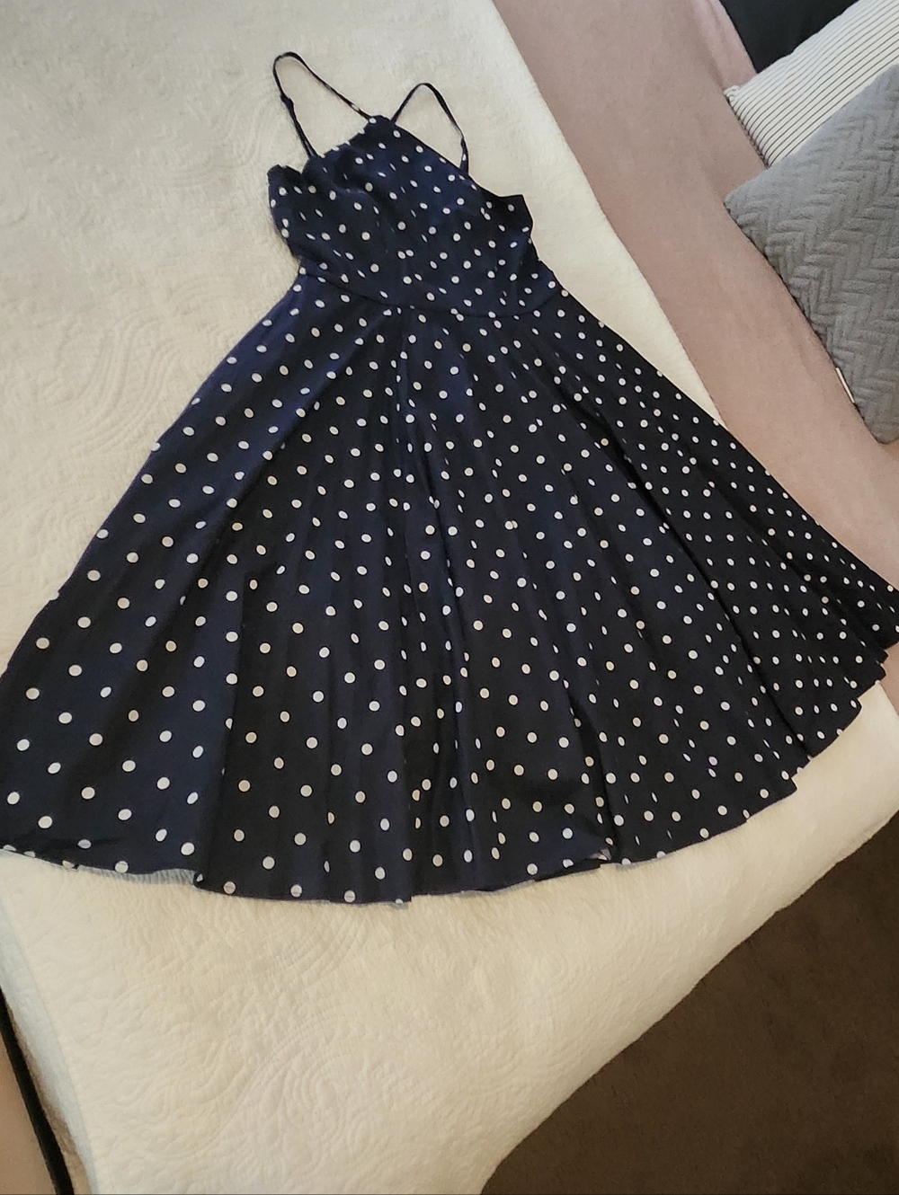 VENUS Dark Blue Mini Dress with White Dots
